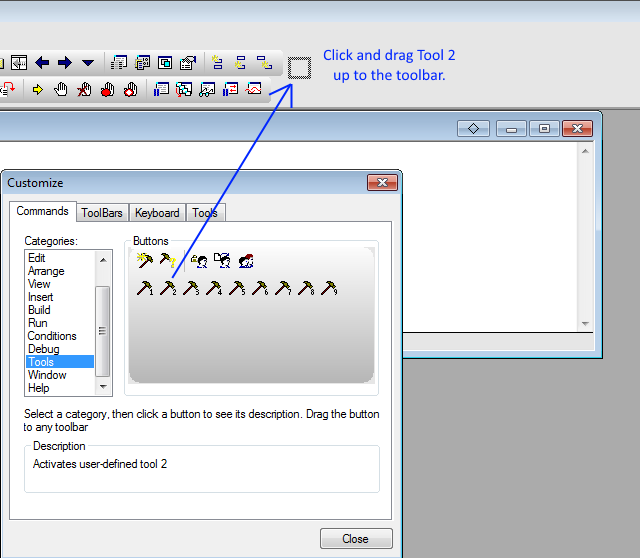 Click and Drag Tool 2 to the toolbar